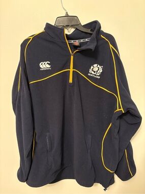Vintage Canterbury Scotland Rugby Fleece Jacket 1/4 Zip Navy Gold Men's 3XL CCC